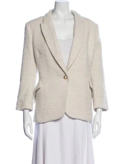 Pre-owned L'agence Tweed Pattern Blazer In Neutral