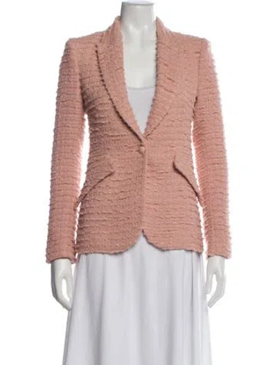 Pre-owned L'agence Tweed Pattern Blazer In Pink