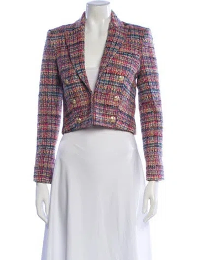 Pre-owned L'agence Tweed Pattern Blazer In Pink