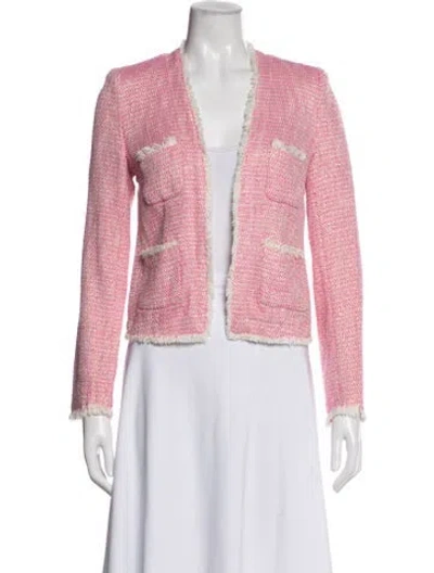 Pre-owned L'agence Tweed Pattern Blazer In Pink