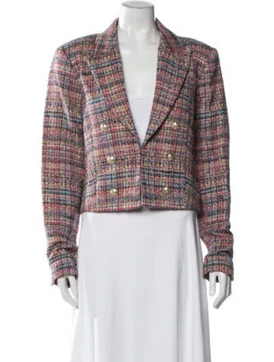 Pre-owned L'agence Tweed Pattern Blazer In Pink