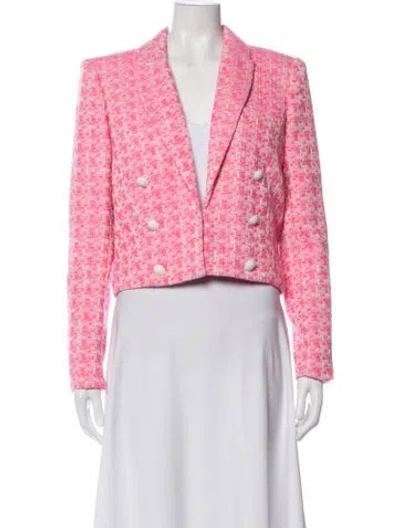Pre-owned L'agence Tweed Pattern Blazer In Pink