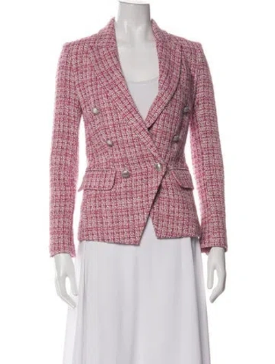Pre-owned L'agence Tweed Pattern Blazer In Pink