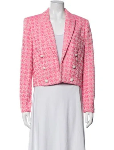 Pre-owned L'agence Tweed Pattern Blazer In Pink