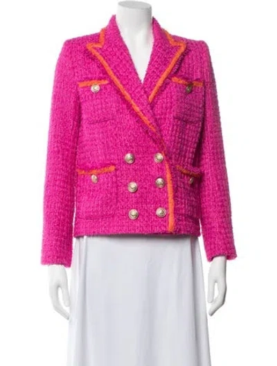 Pre-owned L'agence Tweed Pattern Blazer In Pink