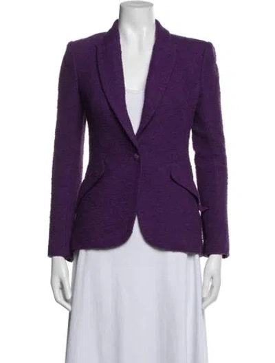 Pre-owned L'agence Tweed Pattern Blazer In Purple