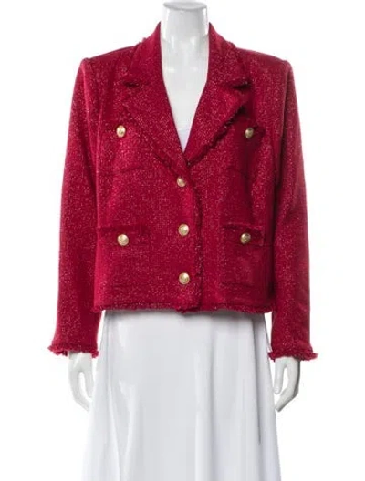 Pre-owned L'agence Tweed Pattern Blazer In Red
