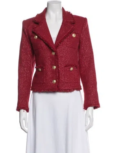 Pre-owned L'agence Tweed Pattern Blazer In Red
