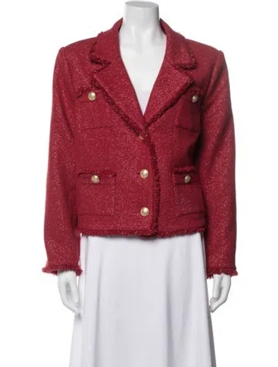 Pre-owned L'agence Tweed Pattern Blazer In Red