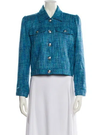 Pre-owned L'agence Tweed Pattern Blazer W/ Tags In Blue