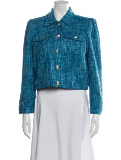 Pre-owned L'agence Tweed Pattern Blazer W/ Tags In Blue