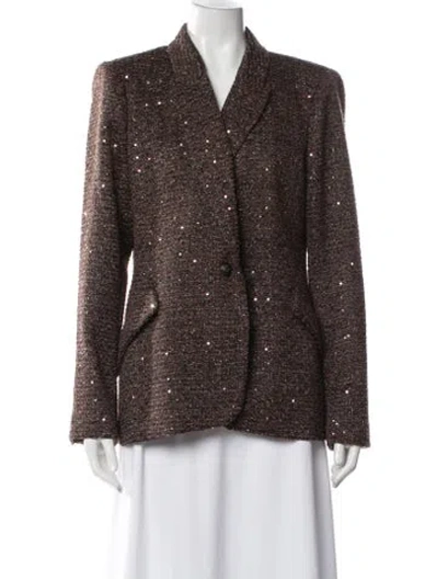 Pre-owned L'agence Tweed Pattern Blazer W/ Tags In Brown