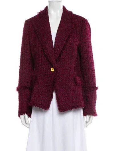 Pre-owned L'agence Tweed Pattern Blazer W/ Tags In Burgundy
