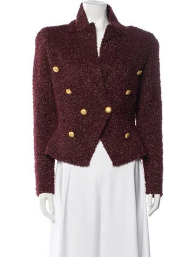 Pre-owned L'agence Tweed Pattern Blazer W/ Tags In Burgundy