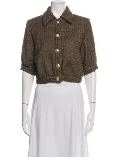 Pre-owned L'agence Tweed Pattern Blazer W/ Tags In Green