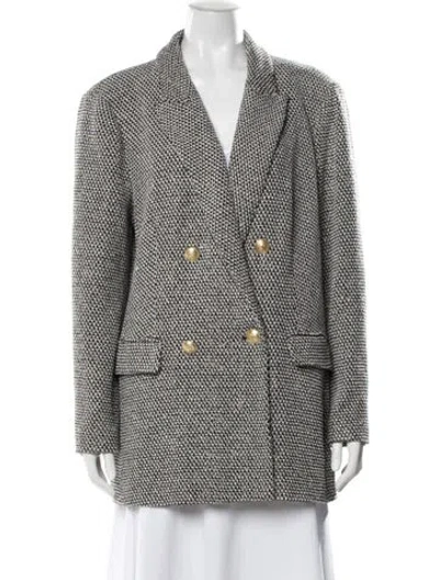 Pre-owned L'agence Tweed Pattern Blazer In White