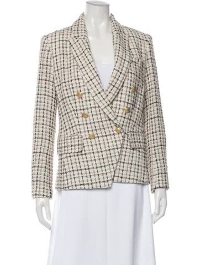 Pre-owned L'agence Tweed Pattern Blazer In White