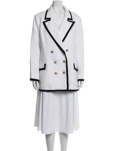 Pre-owned L'agence Tweed Pattern Blazer In White