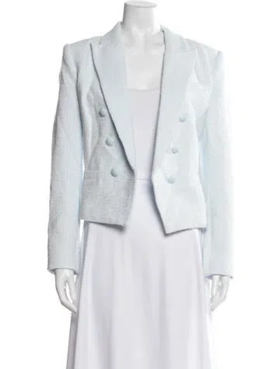 Pre-owned L'agence Tweed Pattern Blazer In White