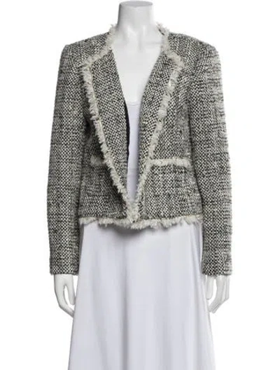 Pre-owned L'agence Tweed Pattern Blazer In White