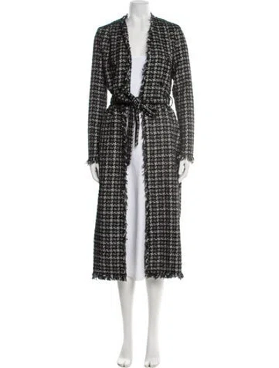 Pre-owned L'agence Tweed Pattern Coat In Black