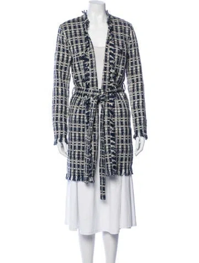 Pre-owned L'agence Tweed Pattern Coat In Blue