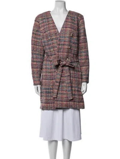 Pre-owned L'agence Tweed Pattern Coat In Blue