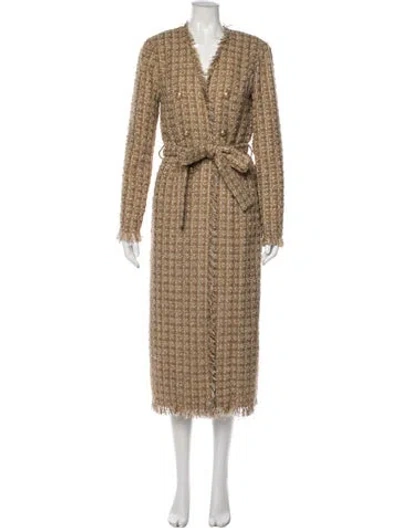 Pre-owned L'agence Tweed Pattern Coat In Gold