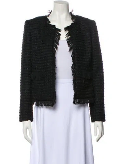 Pre-owned L'agence Tweed Pattern Evening Jacket In Black