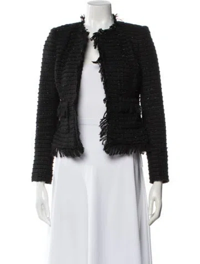 Pre-owned L'agence Tweed Pattern Evening Jacket In Black