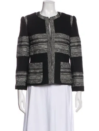 Pre-owned L'agence Tweed Pattern Evening Jacket In Black