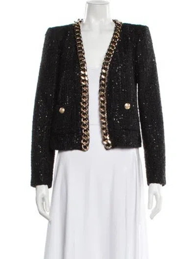 Pre-owned L'agence Tweed Pattern Evening Jacket In Black