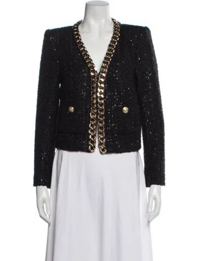Pre-owned L'agence Tweed Pattern Evening Jacket In Black