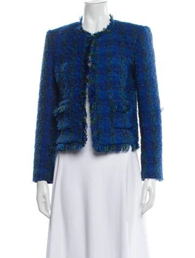 Pre-owned L'agence Tweed Pattern Evening Jacket In Blue