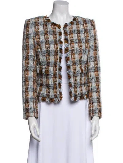 Pre-owned L'agence Tweed Pattern Evening Jacket In Blue