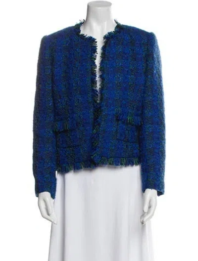 Pre-owned L'agence Tweed Pattern Evening Jacket In Blue