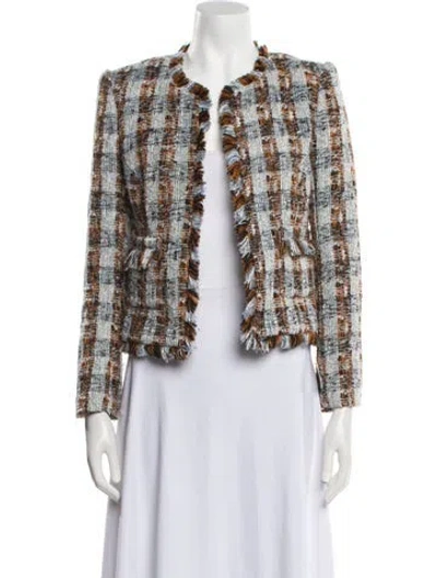 Pre-owned L'agence Tweed Pattern Evening Jacket In Blue