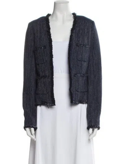 Pre-owned L'agence Tweed Pattern Evening Jacket In Blue