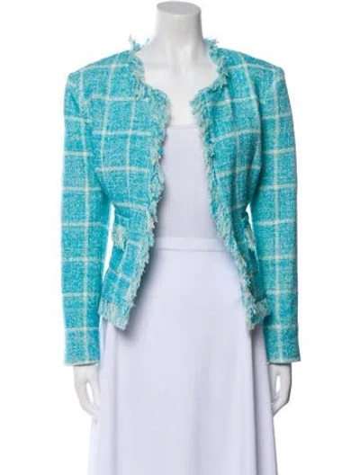 Pre-owned L'agence Tweed Pattern Evening Jacket In Blue