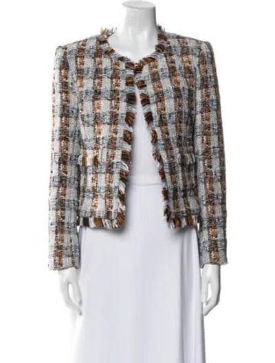 Pre-owned L'agence Tweed Pattern Evening Jacket In Blue