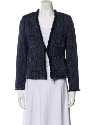 Pre-owned L'agence Tweed Pattern Evening Jacket In Blue