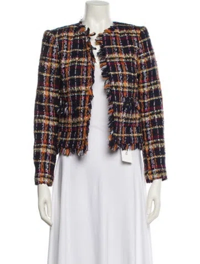 Pre-owned L'agence Tweed Pattern Evening Jacket In Blue