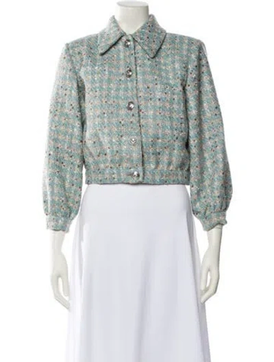 Pre-owned L'agence Tweed Pattern Evening Jacket In Blue