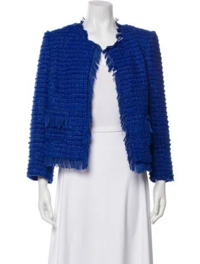 Pre-owned L'agence Tweed Pattern Evening Jacket In Blue