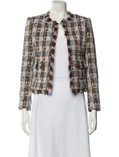 Pre-owned L'agence Tweed Pattern Evening Jacket In Blue