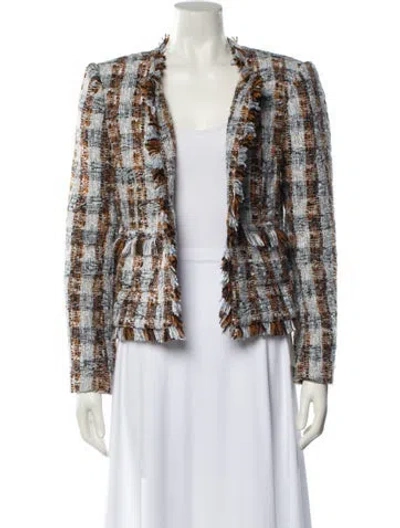 Pre-owned L'agence Tweed Pattern Evening Jacket In Blue