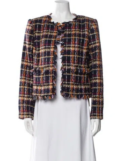 Pre-owned L'agence Tweed Pattern Evening Jacket In Blue