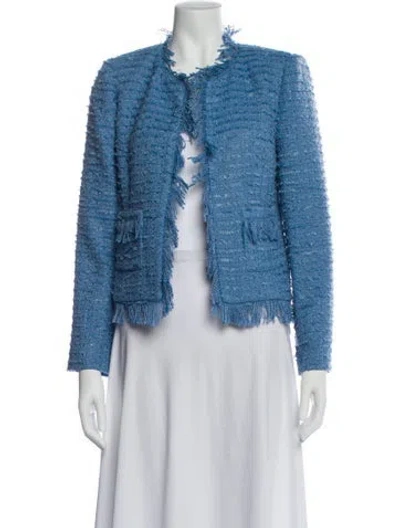 Pre-owned L'agence Tweed Pattern Evening Jacket In Blue