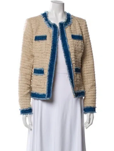 Pre-owned L'agence Tweed Pattern Evening Jacket In Blue