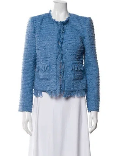 Pre-owned L'agence Tweed Pattern Evening Jacket In Blue